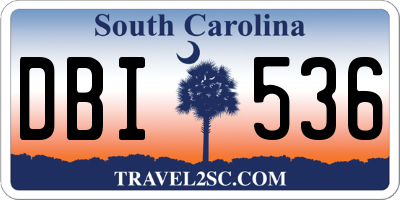 SC license plate DBI536