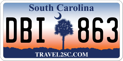 SC license plate DBI863
