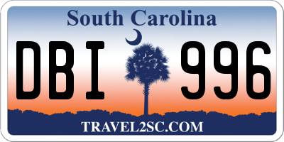 SC license plate DBI996