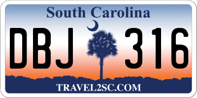 SC license plate DBJ316