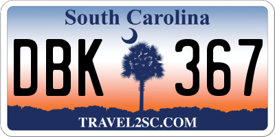 SC license plate DBK367