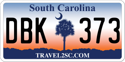 SC license plate DBK373