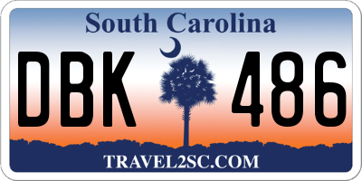 SC license plate DBK486