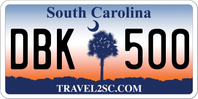 SC license plate DBK500