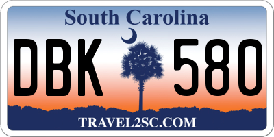 SC license plate DBK580