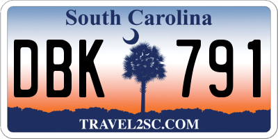 SC license plate DBK791