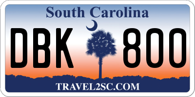 SC license plate DBK800