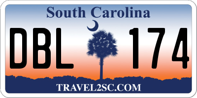 SC license plate DBL174