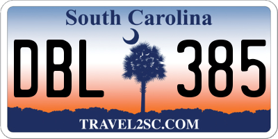 SC license plate DBL385