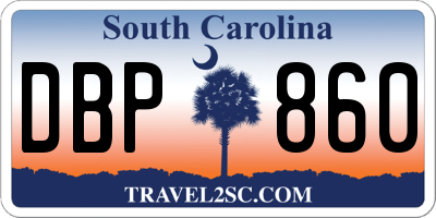 SC license plate DBP860