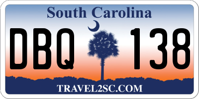 SC license plate DBQ138
