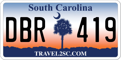 SC license plate DBR419