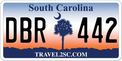 SC license plate DBR442