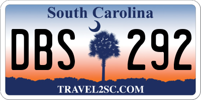 SC license plate DBS292