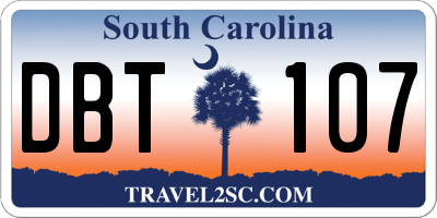 SC license plate DBT107