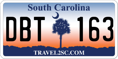 SC license plate DBT163