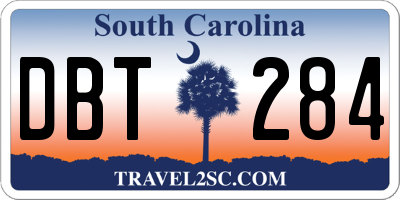SC license plate DBT284