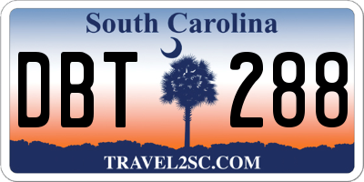 SC license plate DBT288