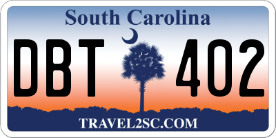 SC license plate DBT402