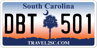 SC license plate DBT501