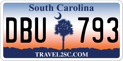 SC license plate DBU793