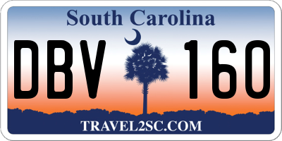 SC license plate DBV160
