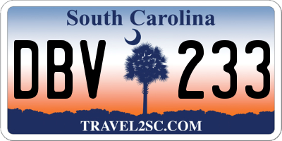 SC license plate DBV233