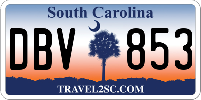 SC license plate DBV853