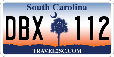SC license plate DBX112
