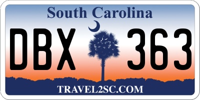 SC license plate DBX363
