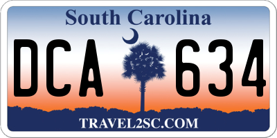 SC license plate DCA634