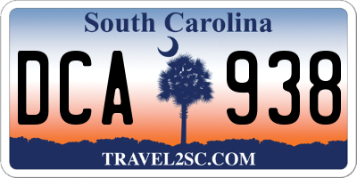 SC license plate DCA938