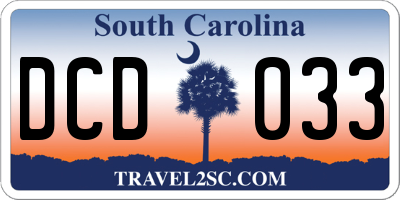 SC license plate DCD033