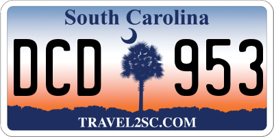 SC license plate DCD953