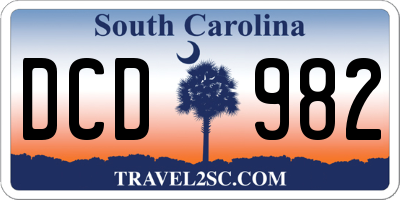SC license plate DCD982