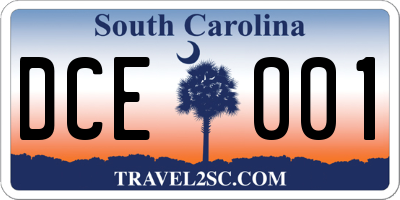 SC license plate DCE001