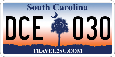 SC license plate DCE030