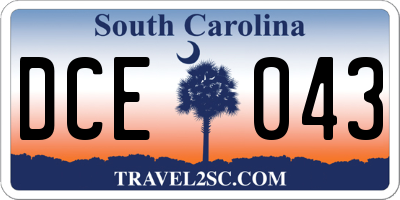 SC license plate DCE043