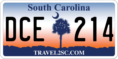 SC license plate DCE214