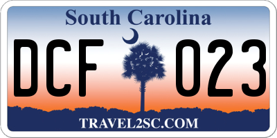 SC license plate DCF023