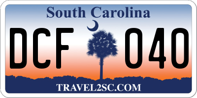 SC license plate DCF040