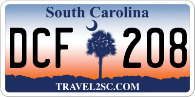 SC license plate DCF208