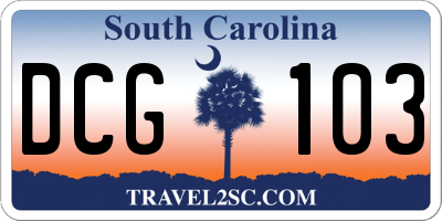 SC license plate DCG103