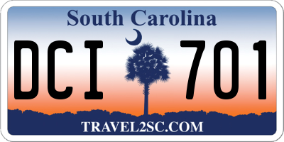SC license plate DCI701