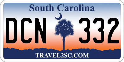 SC license plate DCN332