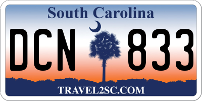 SC license plate DCN833