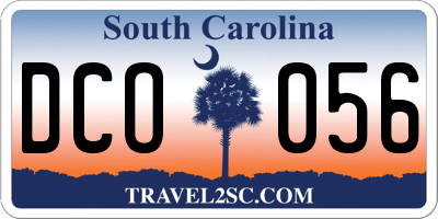 SC license plate DCO056