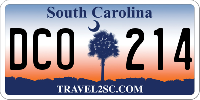 SC license plate DCO214