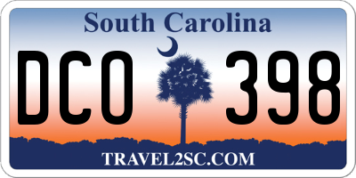SC license plate DCO398