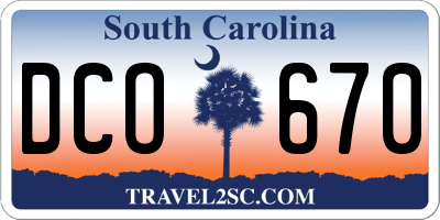 SC license plate DCO670